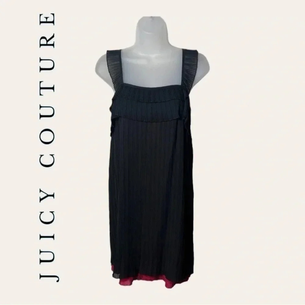 0485W. JUICY COUTURE MINI‎ DRESS ACCORDION BLACK AND PINK IN COLOR SIZE 0